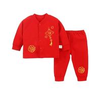Toddler Baby Boys Girls Tang Suit Outfit Long Sleeve Shirt Tops Pants Chinese Traditional New Year 2 Piece Clothes Set Stylish Children Matching Clothing Sets (B, 0-3 Months) c90s