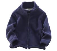 Toddler Baby Fleece Jacket Boys Girls Long Sleeve Full Zip Fleece Jacket Kids Coat with Pockets Fall Winter Outerwear Cute Coat Jacket Fall Winter Clothes (Navy, 3-4 Years) f1103