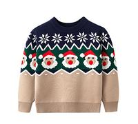 Toddler Baby Girl Boy Christmas Sweater Santa Print Long Sleeve Round Neck Blouse Pullover Comfort Sweater Top Knitwear Kids Stylish Sweaters Children Tops Clothes (Navy, 4-5 Years) m137