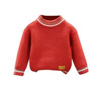 Toddler Baby Girl Boy Knit Sweater Kids Warm Long Sleeve Crewneck Pullover Blouse Sweatshirt Tops Fall Winter Clothes Children Knitwear Sweaters Fashion Clothes (Red, 3-4 Years) e113c