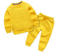 Toddler Baby Girls Boys 2 Piece Outfit Kids Sweatsuit Long Sleeve Sweatshirt Tops and Jogger Pants Comfy Clothes Set Toddler Boy Girl Fashion Clothing Sets (Yellow, 6-7 Years) c30s