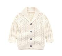 Toddler Baby Girls Boys Cardigan Sweater Knit Solid Button Up Long Sleeve Cardigans Infant Newborn Fall Winter Outwear Kids Casual Sweaters Children Tops Clothes (Beige, 0-6 Months) w1798