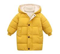 Toddler Baby Girls Boys Down Coat Winter Thick Warm Hooded Down Jacket Kids Button Zipper Windproof Puffer Coat Outwear Puffer Windbreaker Outwear Coat Outfit (Yellow, 4-5 Years) t365z