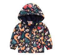 Toddler Baby Girls Boys Rain Jacket Windproof Floral Printed Coats Zipper Hooded Coat Kids Lightweight Windbreaker Fall Winter Clothes Lightweight Coat (Multicolor A, 4-5 Years) f18
