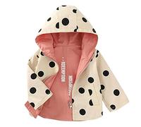 Toddler Baby Long Sleeve Hooded Jacket Girls Boys Polka Dots Reversible Full Zipper Coats Outerwear Fall Winter Clothes Casual Jackets Fall Winter Clothes (Pink, 2-3 Years) f1310