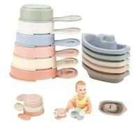 Toddler Bath Toys 11pcs / Set Baby Bath Toys Comprend 6 Bateaux flottants & 5 La louche de Bain empilable avec des Trous pour Enfants Douche de la Piscine pour bébé 6 Mois +