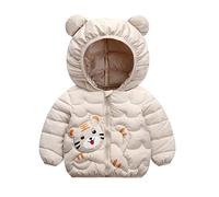 Toddler Bébé Garçons Filles Hiver Doudounes Mignon Oreilles d'ours Manteaux avec Capuche Cartoon Veste Légère Outwear Rouge, beige, 12-18 mois