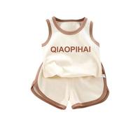 Toddler Boys Girls 2PCS Summer Outfits Sleeveless Tank Top & Elastic Waist Shorts Set, Breathable Sport Clothes for Kids (Yellow, 9-10 Years) o70o