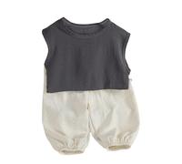Toddler Boys Girls Summer Outfits 2PC Set - Sleeveless Shirt & Soft Pants | Lightweight Baby Clothes for Casual Comfort (Dark Gray, 7-8 Years) o22o