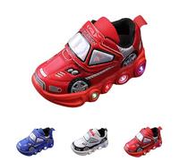 Toddler Boys Light Up Trainers Slip on Walking Shoes Little Boys Glitter Leather Casual Sneakers Baby Boy Luminous Tennis School Shoes Flashing Outdoor Sports Trainer