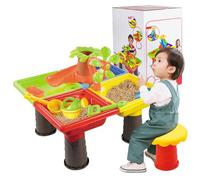 Toddler Cliner à Eau Sable Tableau 4-en-1 Sable et Eau Play Kids 17.7X.13.8 '' avec Accessoires de Jeu Sandbox pour l'activité extérieure Forme carrée