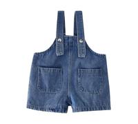 Toddler Easter Jeans Jumpsuit Shorts Cute Bunny Sleeveless Adjustable Strap Denim Dungarees With Ears Pompome Baby Boys Girls Trendy Suspender Shortall for Daily Birthday Party Holiday