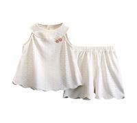 Toddler Girls 2PCS Summer Outfit Sleeveless Top & Shorts Set, Breathable Kids Clothes, Fashion Infant Toddler Wear (Beige, 3-4 Years) o40o
