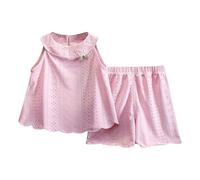 Toddler Girls 2PCS Summer Outfit Sleeveless Top & Shorts Set, Breathable Kids Clothes, Fashion Infant Toddler Wear (Pink, 7-8 Years) o63o