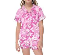 Toddler Girls a ama Set 2PC Satin Silk Button Down Shirt & Shorts, Kids eepwear Soft Summer y amas, Breathable ghtwear Outfit (Pink, 8-9 Years) o57o