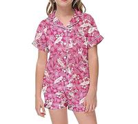 Toddler Girls a ama Set 2PC Satin Silk Button Down Shirt & Shorts, Kids eepwear Soft Summer y amas, Breathable ghtwear Outfit (Purple, 12-13 Years) o65o