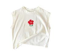 Toddler Girls' Sleeveless Tank Top Floral Print Summer Shirt, Breathable Cotton Kids Athletic Wear, Casual Baby Vest, Round Neck Toddler Tops (White, 10-13 Years) u44q