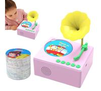 Toddler Gramophone Music Toy pour 3 à 6 Ans - Story Interactive et Lecteur de Chanson | Gadget d'apprentissage rétro phonographe, Ensemble de disques de Narration, expérience sonore sensorielle,