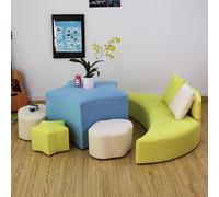 Toddler Irregular Sofa Stool & Table Set, Kids Star Moon , Cute Design Soft Play Furniture for Kindergarten(Blue)