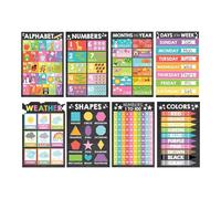 Toddler Learning Posters, Early Education Charts, 15.75x11.81in Colorful Visual Aids, Portable Paper Material, Colors Shapes Poster for Classroom, Home, Preschool, Homeschool, Special Providers