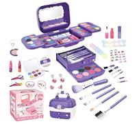 Toddler Makeup Kit, Washable Makeup Set for Little Girls, Kids Cosmetic Kit with Mirrors, Play Makeup Toys for Toddler Age 3-12, Safe and Fun Beauty Set for Children