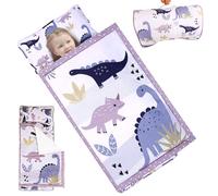 Toddler Nap Mat avec Oreiller et Couverture, 49x20 Sac de Couchage Anti-Kick pour Tout-Petit avec poignée, Tapis de Sieste Portable pour préscolaire, garderie.