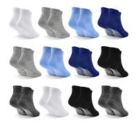 Toddler Socks 12 Pairs Non Slip Skid Ankle Socks For Kids Boys Girls Grips Cotton Crew Socks For 1-7 Years Infants Children