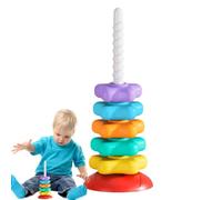 Toddler Stacking Toys, Rainbow Spin Tower, 15.55x6.14 inches, Star Stacking Ring Toy, Early Learning Spinner Stacker, Hand-Eye Coordination Builder for Kids, 6 Months+