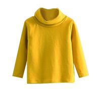 Toddler Turtleneck Shirt Boys Girls Long Sleeve Cotton Pullover Top, Soft Casual Solid Color Tee for Kids, Warm Winter Undershirt Or Layering Outfit (Yellow, 4-5 Years) u64q