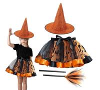 Toddler Witch Costume - 3pcs Witch TUTU TUTET Pour Filles Âgées De 2 À 8 Ans - Comprend Un Chapeau De Sorcière, Une Jupe À Balais Et Tutu - Halloween Dress Up Costume Pour Les , Les Tout-petits