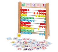 Toddmomy 1 Ensemble Abacus Bois Éducatif pour Garçon Fille Jeu de Comptage Mathématique avec Cartes Numériques Apprentissage pour Compter et Résoudre des Problèmes Mathématiques