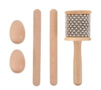 Toddmomy 1 ensemble Cabasa, instrument de musique en bois à percussion manuelle avec hochet en forme d'œuf et bâtons rythmiques, Cabasa en bois avec baguettes en acier inoxydable pour