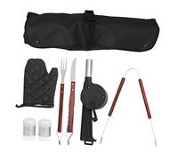 Toddmomy 1 Ensemble Set Outils de Barbecue Acier Inoxydable avec Tablier et Gants pour Barbecue Extérieur Accessoires de Grillade Multifonctionnels Noir