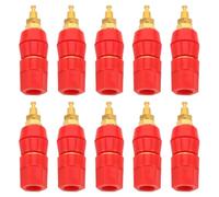 Toddmomy 10 Pièces Connecteur Banane Audio M5 50mm en Laiton Doré Rouge avec Écrou Hexagonal pour Câbles Haut-Parleur et Bornier Audio à Domicile
