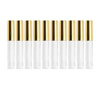 Toddmomy 10 Pièces Tube Circulaire à Lèvres 10ml en Plastique Transparent Bouchon Doré, Portable Voyage, Bouteille Vide pour Gloss Repulpant