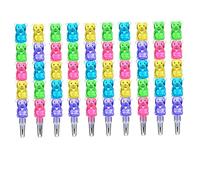 Toddmomy 12 pièces Crayons Plastique Empilables Ours Pencils Garçon Fille avec Segments Amovibles Crayons Étudiants pour Écriture et Dessin