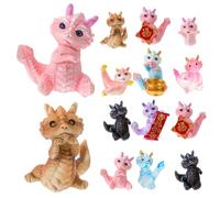 Toddmomy 12 Pièces Figurines de Dragon Colorées pour Décoration de Bureau et Micro Paysage Mini Statues Cartoon pour Décorations Maison et Jardin