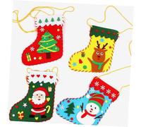 Toddmomy 12 Pièces Kit Créatif Feutrine pour Confection de Bas de Noël DIY Kit Bricolage Couture Non Tissé Éducatif pour Garçon Fille pour Activités Manuelles et de Fête
