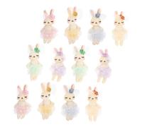 Toddmomy 12 pièces Lot de Peluches Lapin Multicolores pour Décoration de Pâques Figurines Lapin Miniatures Doux pour Accessoires DIY et Charmants