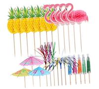 Toddmomy 140 Pièces Accessoires à Dessert Décoratifs Parapluies et Flamants Roses pour Gâteaux et Fruits Décorations de Fête pour Buffet et Cocktails