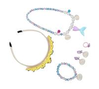 Toddmomy 1Ensemble Bijoux Sirène Pour Garçon Fille Collier Bracelet Boucles Oreilles Et Couronne Colorée Accessoires De Fête Pour Noël Et Événements Festifs
