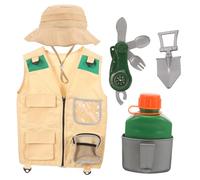 Toddmomy 1Ensemble Kit Explorateur pour Garçon Fille Vêtements Extérieur Gilet Chapeau Pelle Bouilloire pour Plein Air et Cosplay