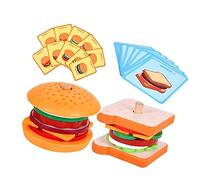 Toddmomy 2 Ensembles Jouets Sandwich et Burger Bois Moules Éducatifs pour Simulation Empilage pour Apprentissage des Formes Couleurs et Jeu Dimitation pour Développement Sensoriel