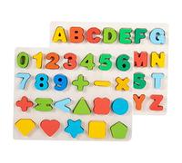 Toddmomy 2 Ensembles Puzzles Bois Alphabet et Chiffres Montessori de Jeux Éducatifs pour Garçons et Filles Développement Cognitif et Coordination Main Œil Apprentissage des Formes pour