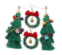 Toddmomy 2 paires Boucles Oreilles de Noël Femme avec Pompons et Guirlande Décorations Festives Légères pour Fête et Usage