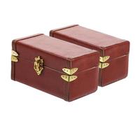 Toddmomy 2 Pièces Boîte de Rangement Miniature Vintage pour Maison de Poupée Lot de Valisettes Rétro Cuir PU et Bois Accessoires Décoratifs Chic pour Chambre de Jouets