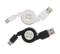 Toddmomy 2 pièces Câble de Charge Type-c Rétractable Câble USB Flexible Portable avec Transfert de Données pour Smartphones Compatibles Chargeur 80cm Noir + Blanc 2pcs