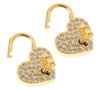 Toddmomy 2 pièces Cadenas Forme Cœur Décoratif en Métal avec Pierres Brillantes Petit Cadenas Robuste avec Clé pour Journal Intime Boîte à Bagages Cadeau Couple Lot