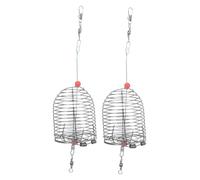 Toddmomy 2 pièces Cage à Appâts Acier Inoxydable Piège à Appâts Portable avec Couvercle à Ressort Panier de Robuste pour Écrevisses Éperlans et Crabes Rouge