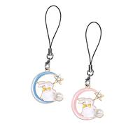 Toddmomy 2 pièces Chaînette Portable avec Pendentifs Lapin Lune Étoile Breloques Téléphone Kawaii Chaîne Téléphone Mignonne pour Coque et Porte-clés Accessoires Légers et Faciles à